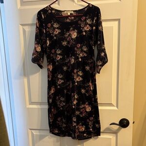 Chic Floral Black Midi Dress